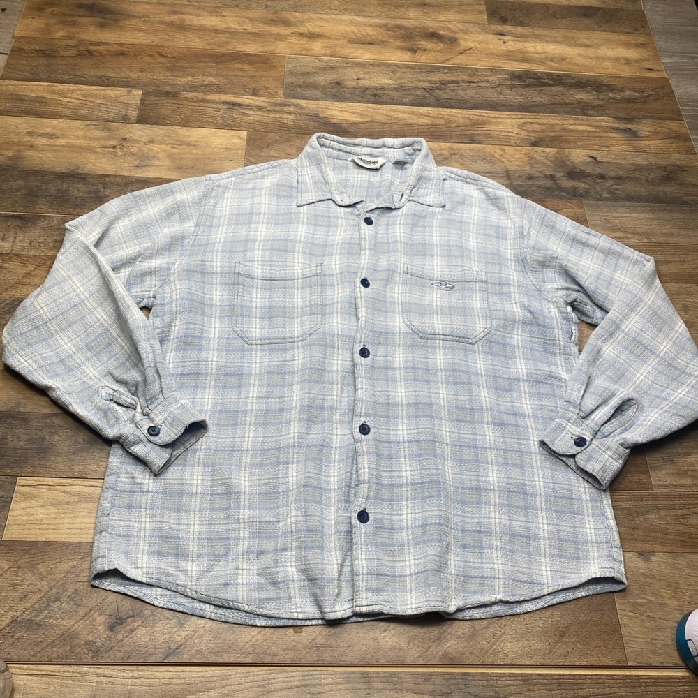 Y2K Billabong Plaid Button Down Shirt Mens XL Blue Textured Long Sleeve Surf
